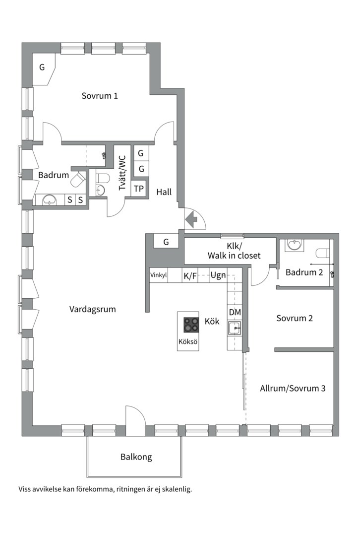Planlösning från Sjöbjörnsvägen 66C, Kommande i Gröndal, Stockholm
