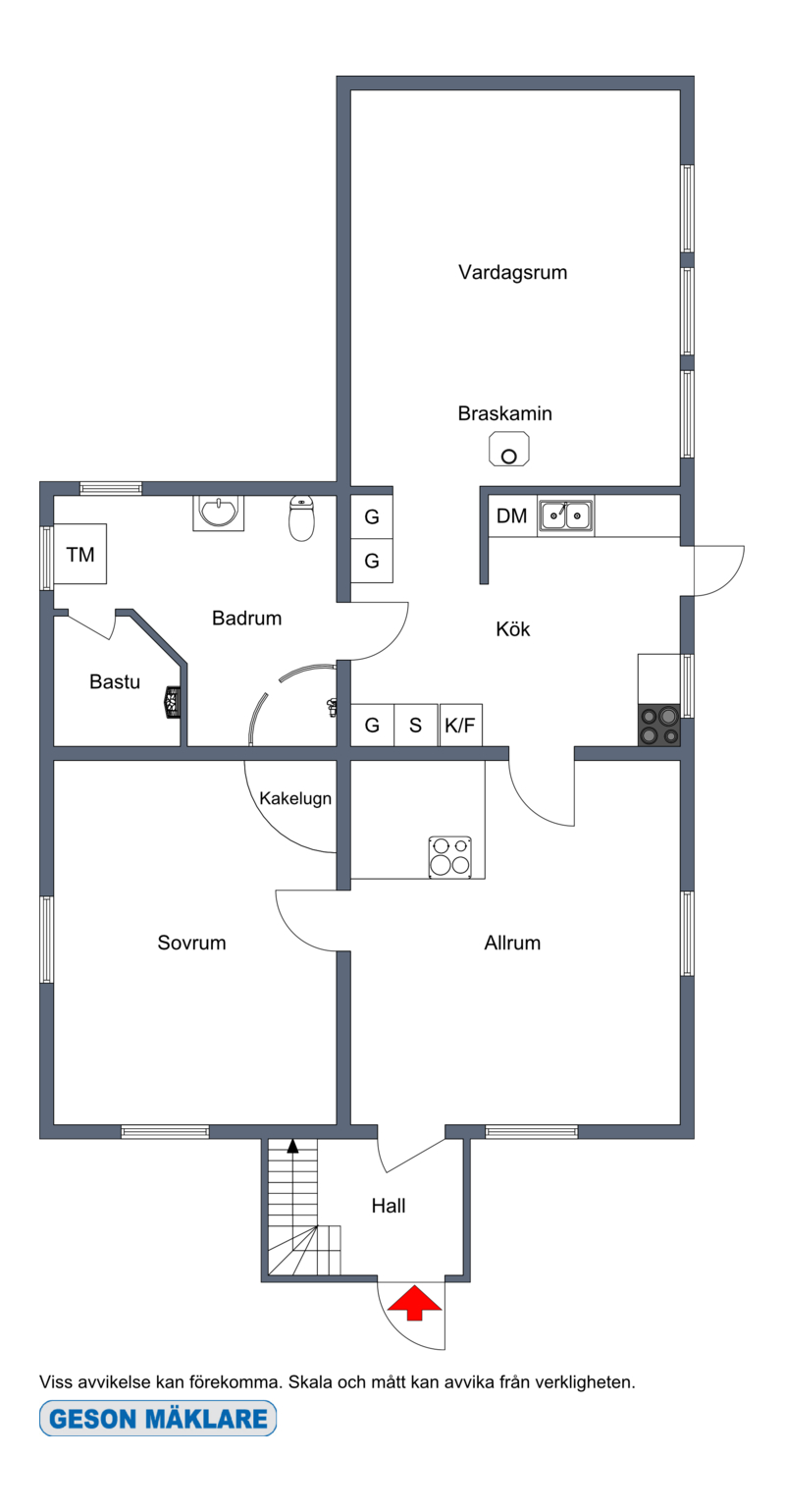Ungefärlig skiss. Finns tyvärr ej någon för övre plan.