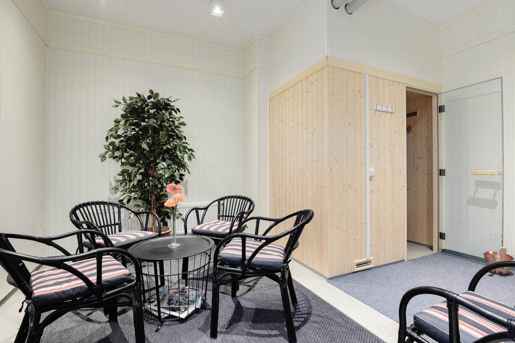 Bastu med relax, detta är liksom samlingslokalen i samma hus