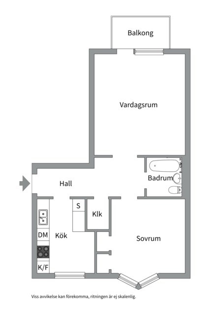 Planlösning från Hällbygatan 32D, Såld i Luthagen, Uppsala