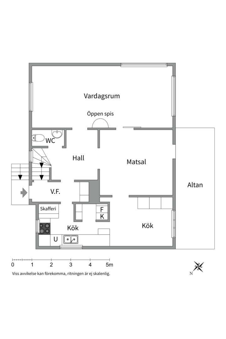 Planlösning från Villavägen 25, Kommande i Kåbo, Uppsala