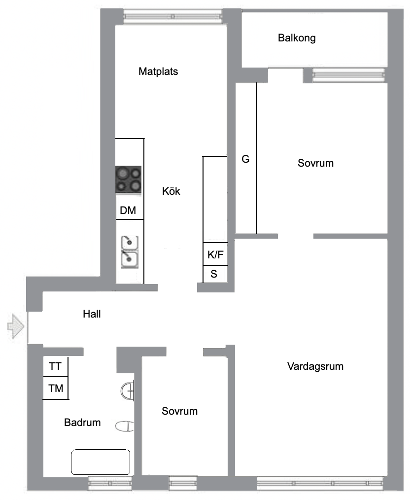 Planlösning från Henriksdalsringen 23, Kommande i Henriksdalsberget, Nacka