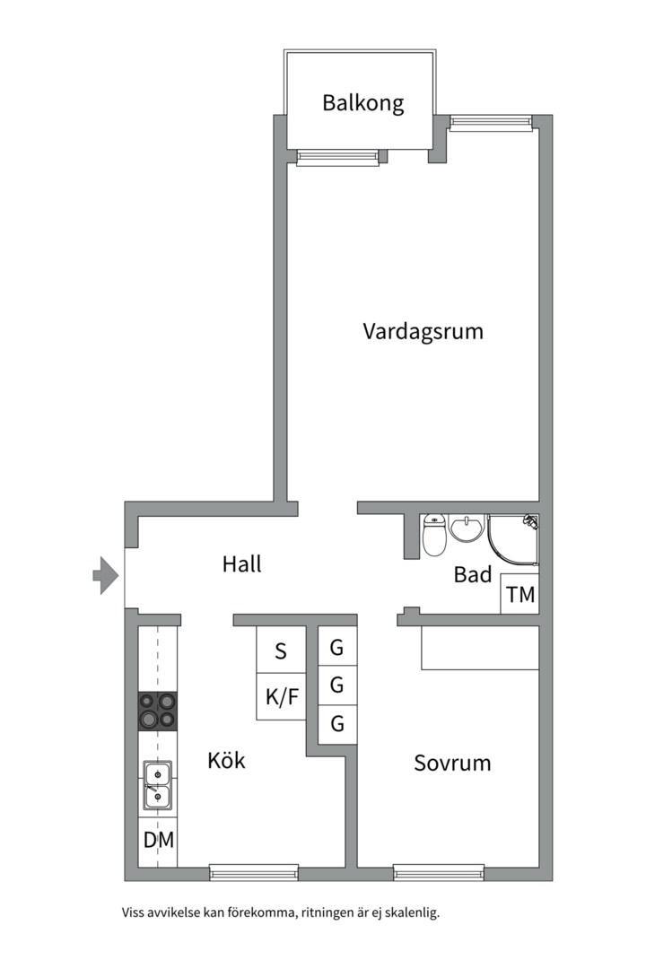 Planlösning från Årstagatan 18A, Kommande i Årsta, Uppsala