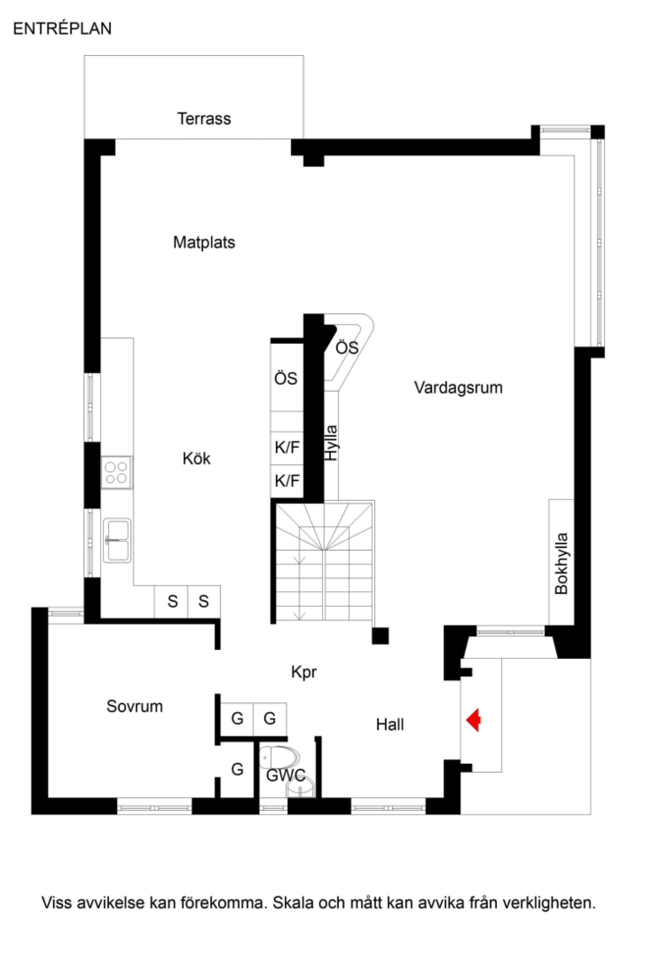 Planlösning från Skepparstigen 1, Till salu i Saltsjöbaden, Nacka