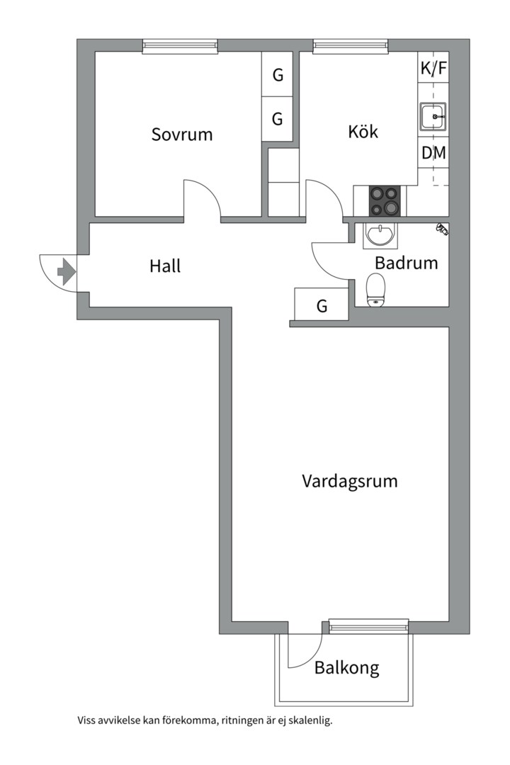 Planlösning från Svartbäcksgatan 107C, Såld i Svartbäcken, Uppsala