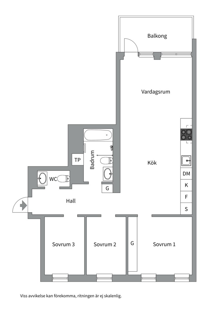 Planlösning från Tre Kronors väg 31, Kommande i Kvarnholmen, Nacka