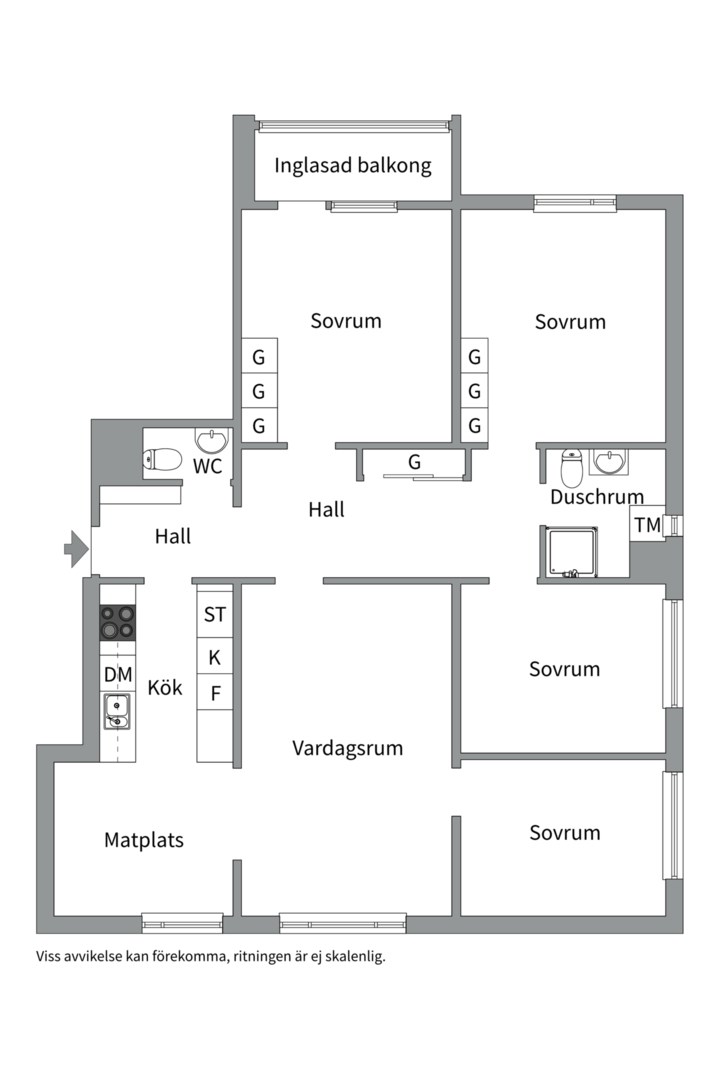 Planlösning från Idrottsgatan 14, Till salu i Svartbäcken, Uppsala