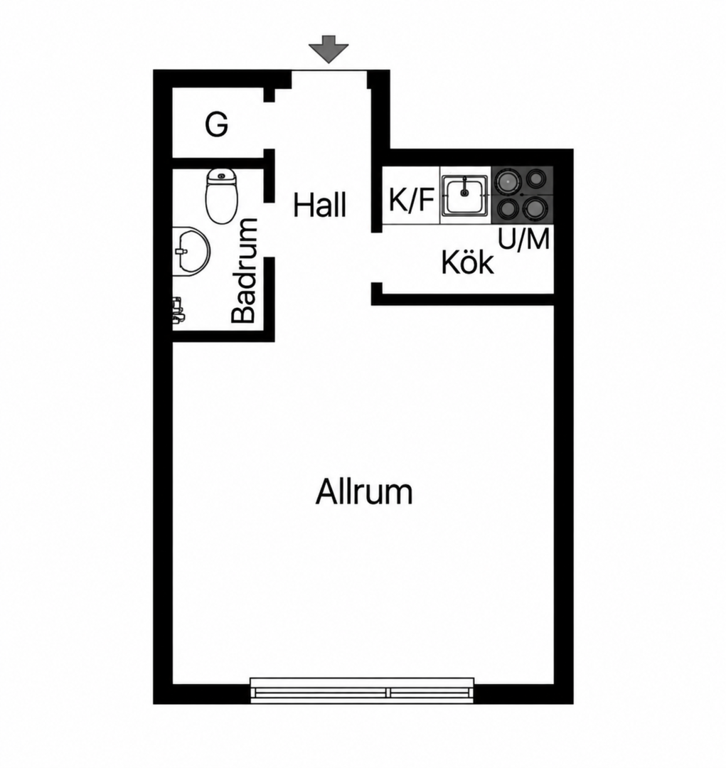 Planlösning från Åsögatan 98, 5 tr, Kommande i Södermalm, Stockholm