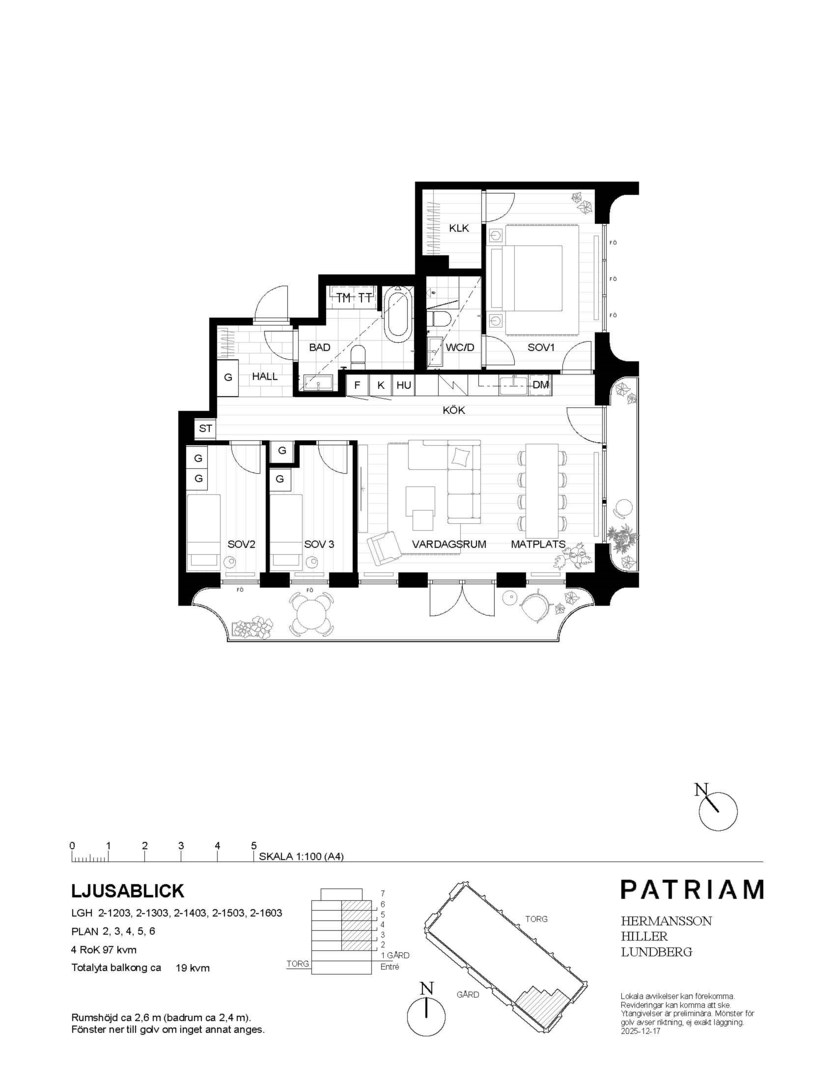 Planlösning från Primusgatan 20, Lgh 2-1403, Till salu i Lilla Essingen, Stockholm