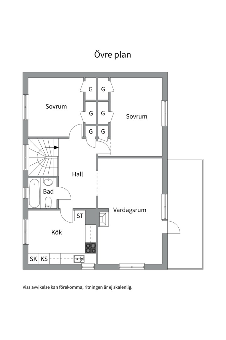 Planlösning från Skogsstigen 14, Såld i Skogalund, Nacka