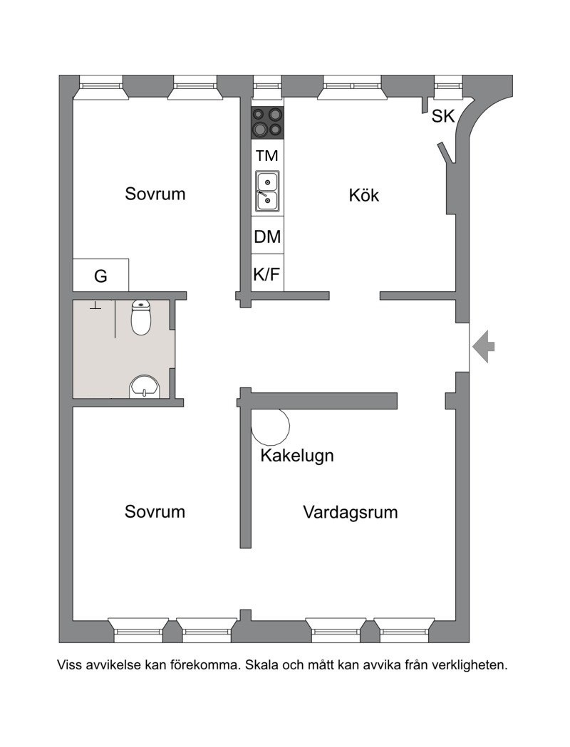 Planlösning från Väderkvarnsgatan 40, Kommande i Fålhagen, Uppsala