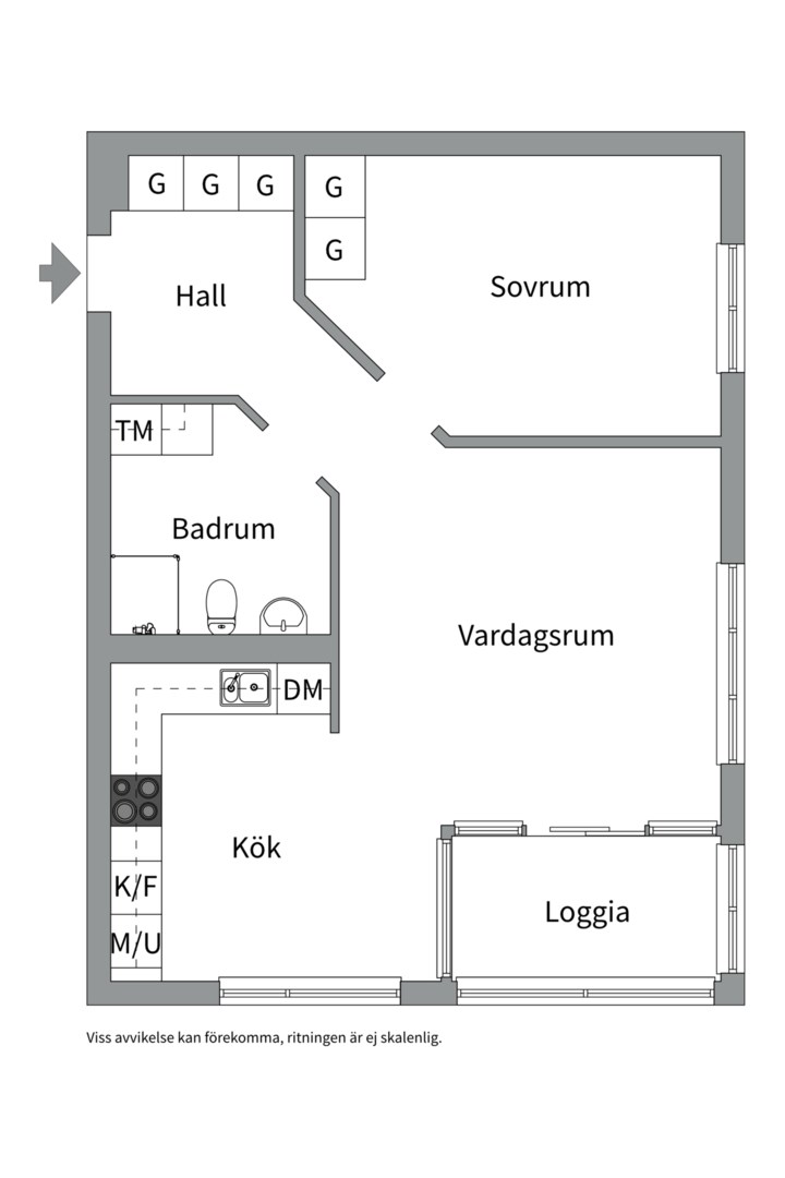 Planlösning från Elsa Borgs gata 35, Såld i Fruängen, Stockholm