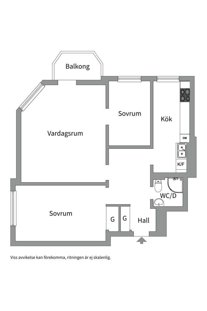 Planlösning från Hästholmsvägen 17, Såld i Södermalm - Danviksklippan, Stockholm