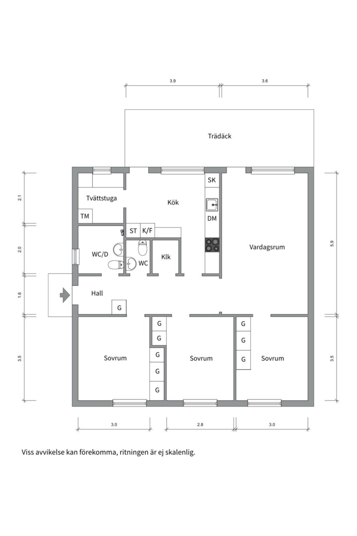 Planlösning från Gärdesvägen 12 A, Kommande i Sunnersta, Uppsala