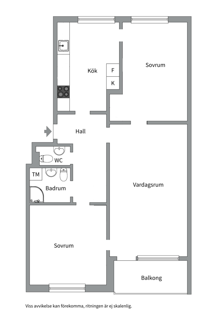 Planlösning från Kaserngatan 3, Såld i Viksäng, Västerås