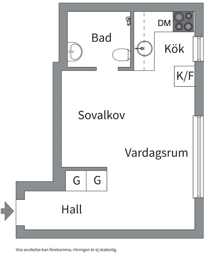 Planlösning från Essinge Brogata 19, Till salu i Lilla Essingen, Stockholm