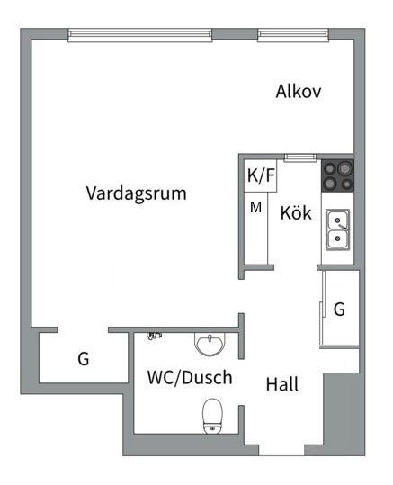 Planlösning från Lundagatan 44A, Kommande i Södermalm, Stockholm