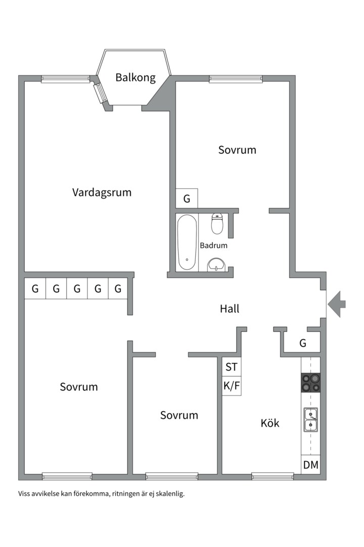 Planlösning från Hällbygatan 38B, Till salu i Luthagen, Uppsala