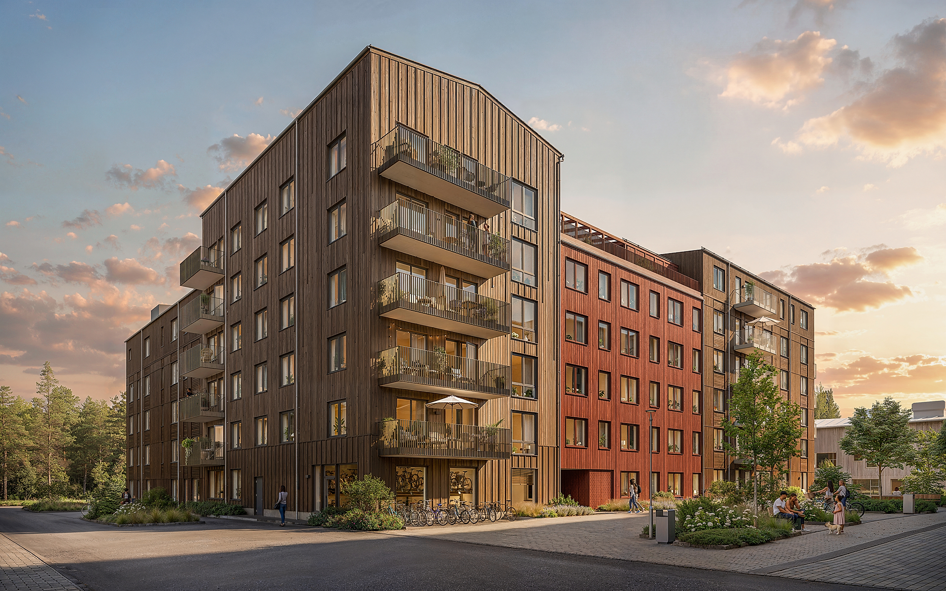 Bostadsbild från Timmer, Kommande i Rosendal, Uppsala