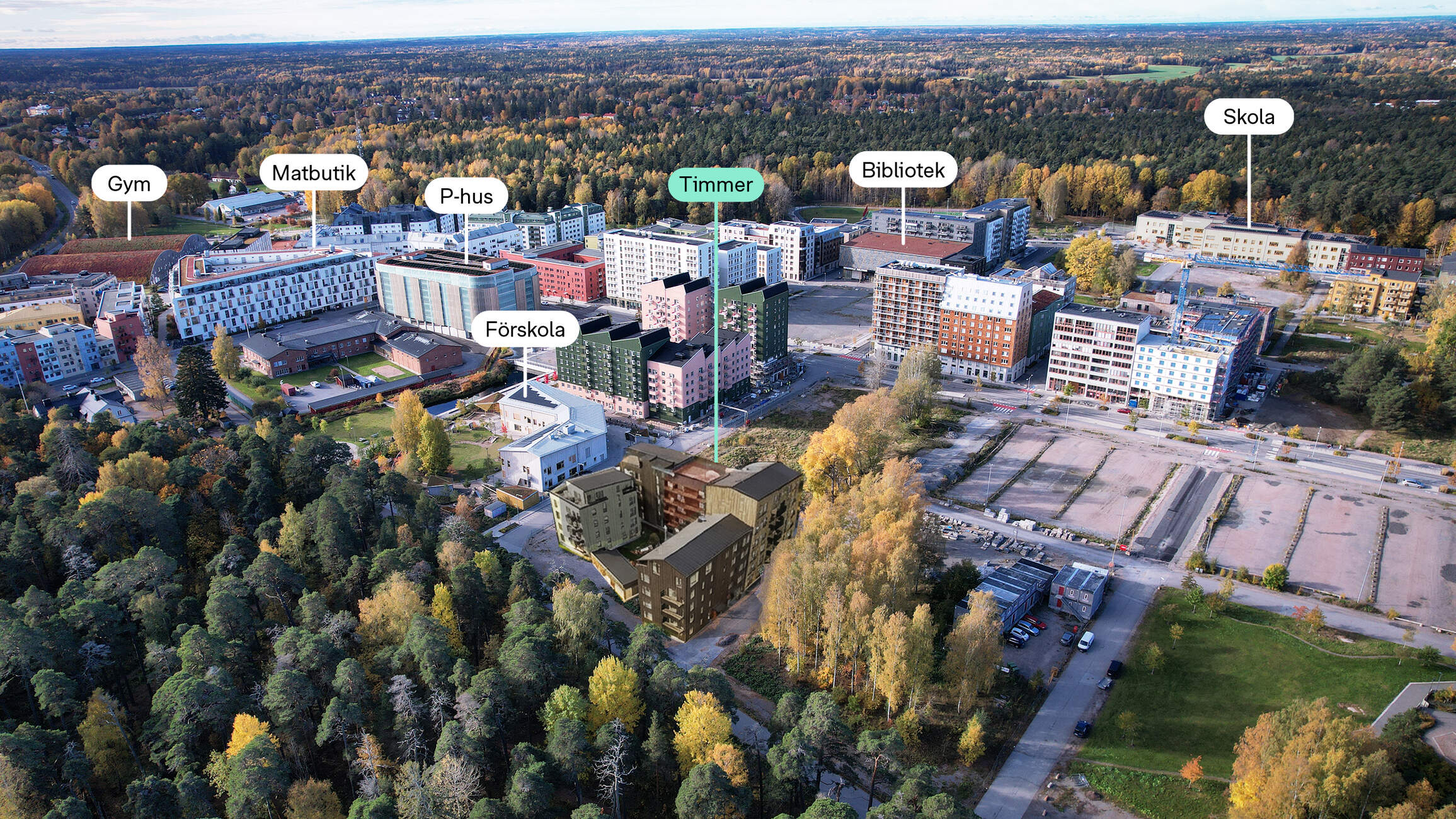 Bostadsbild från Timmer, Kommande i Rosendal, Uppsala