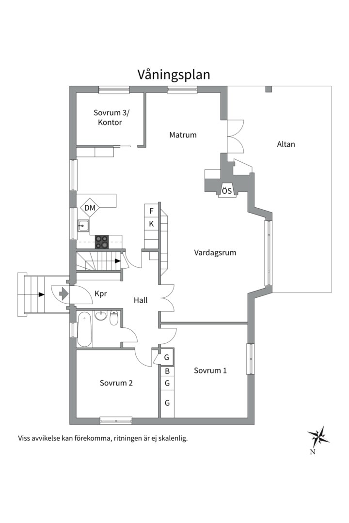 Planlösning från Bergsbrunna villaväg 2, Kommande i Bergsbrunna, Uppsala