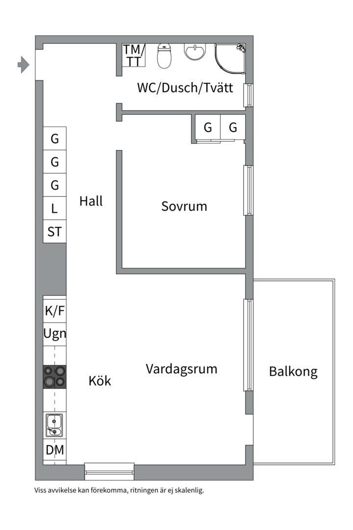 Planlösning från Portalgatan 55, Kommande i Kapellgärdet, Uppsala