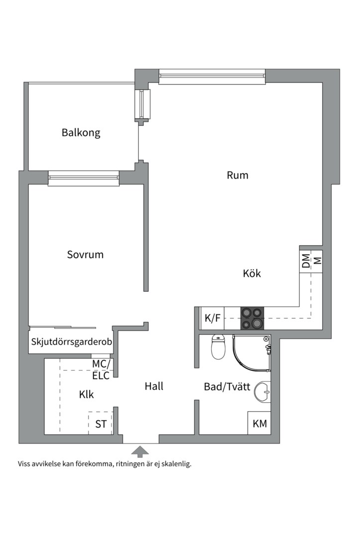 Planlösning från Portalgatan 72, Kommande i Kapellgärdet, Uppsala
