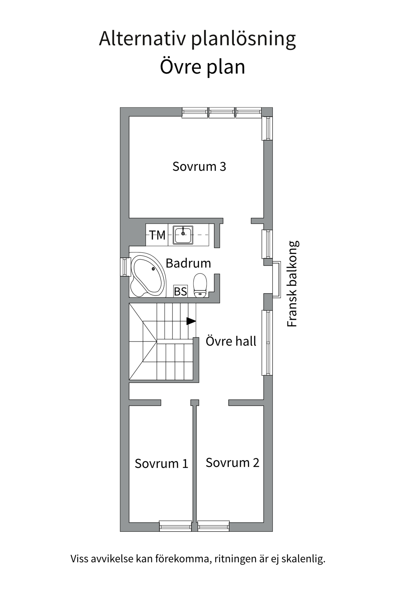 Alternativ planlösning - Övre plan