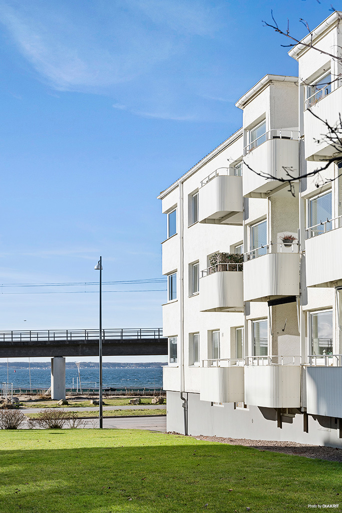 Vilket läge med stranden nedanför