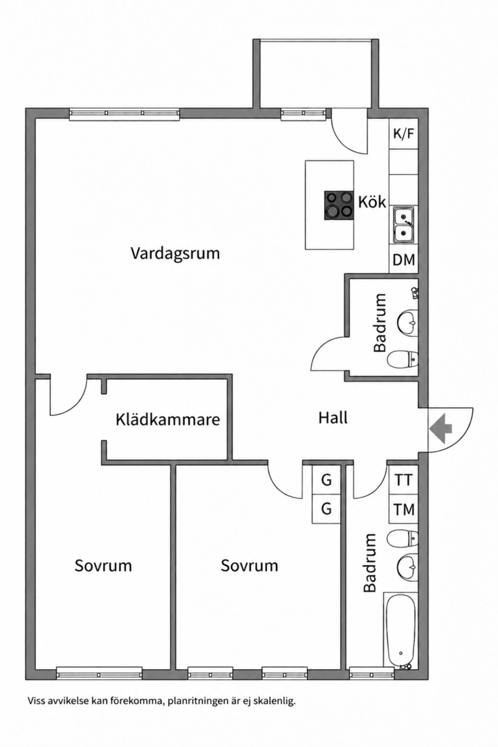 Planlösning från Tövädersgatan 15B, Kommande i Gränby, Uppsala