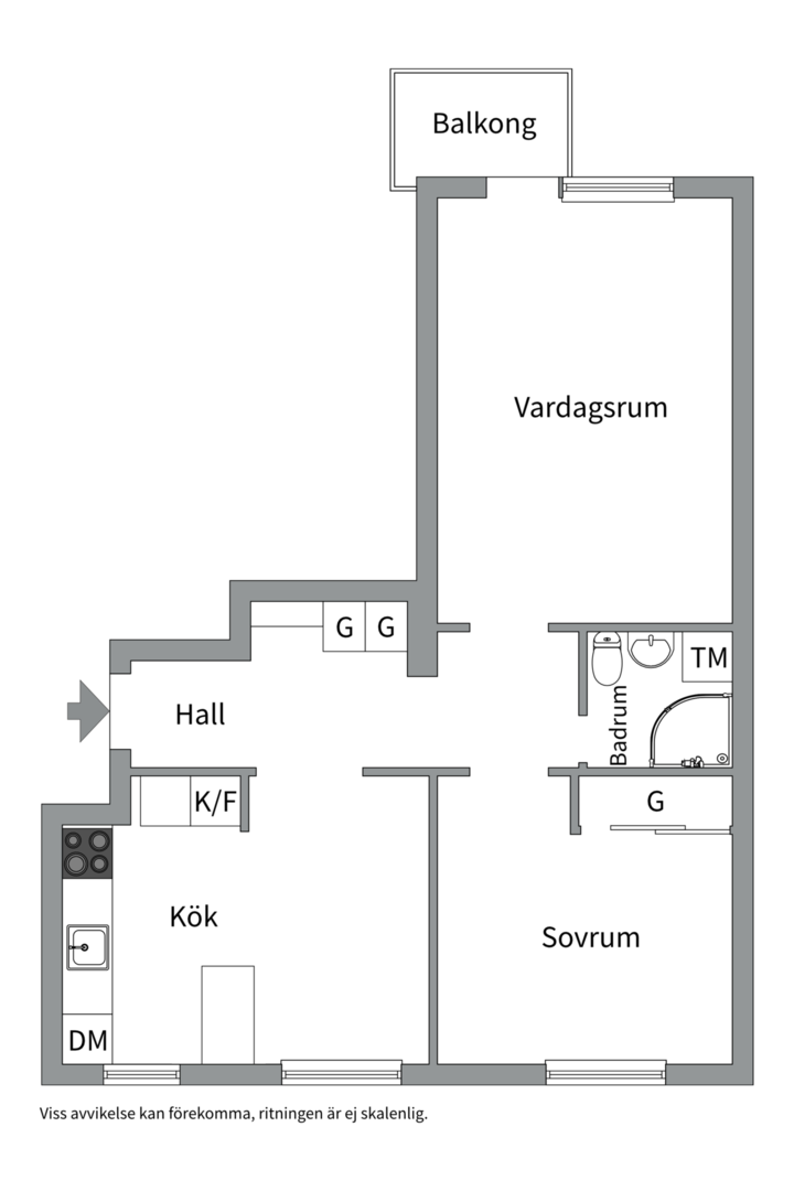 Planlösning från Norbyvägen 71B, Kommande i Sommarro, Uppsala