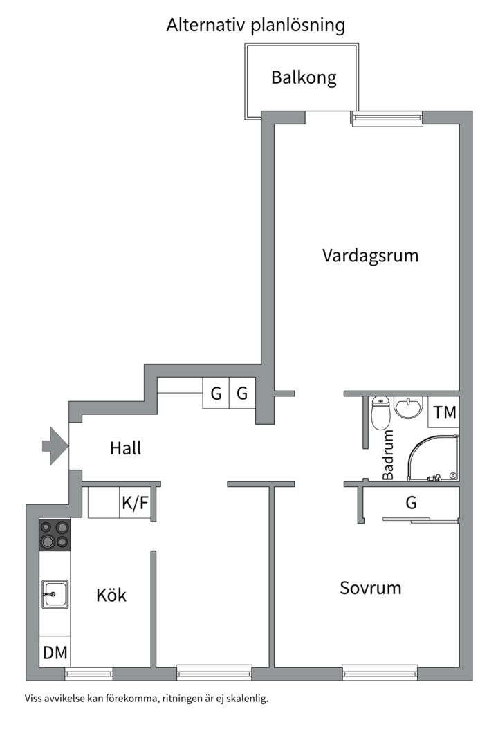Planlösning från Norbyvägen 71B, Kommande i Sommarro, Uppsala