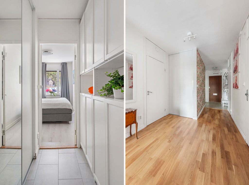 Möblerbar hall med 2 stora garderober