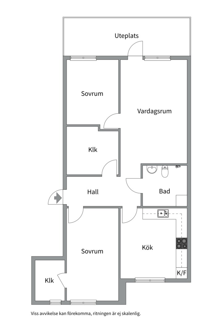 Planlösning från Svartbäcksgatan 43E, Till salu i Centrum, Uppsala