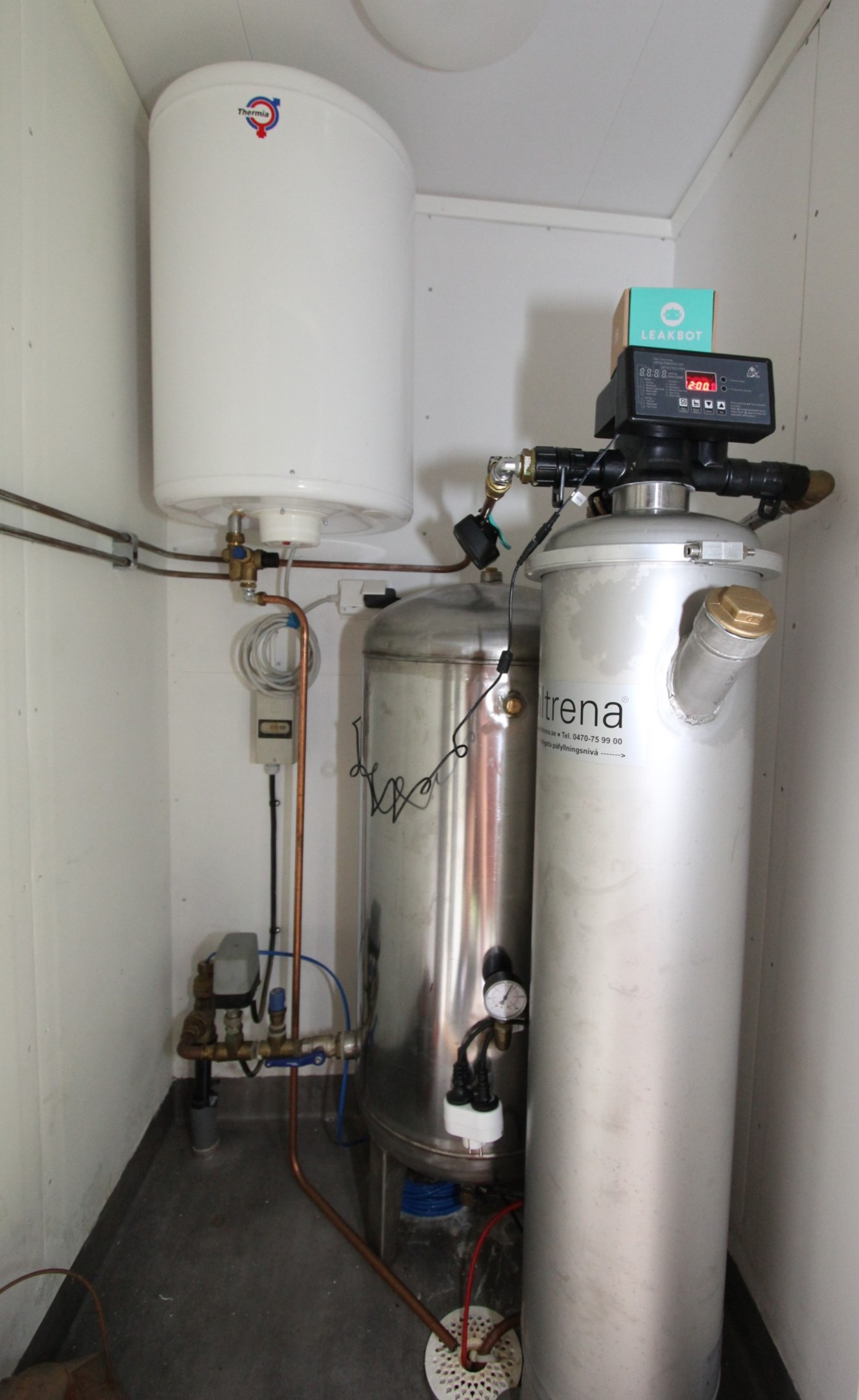 Teknikrummet med nytt vattensystem och filter