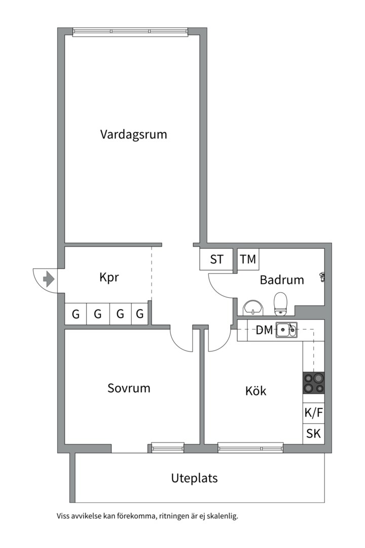 Planlösning från Körvelgatan 9B, Kommande i Årsta, Uppsala