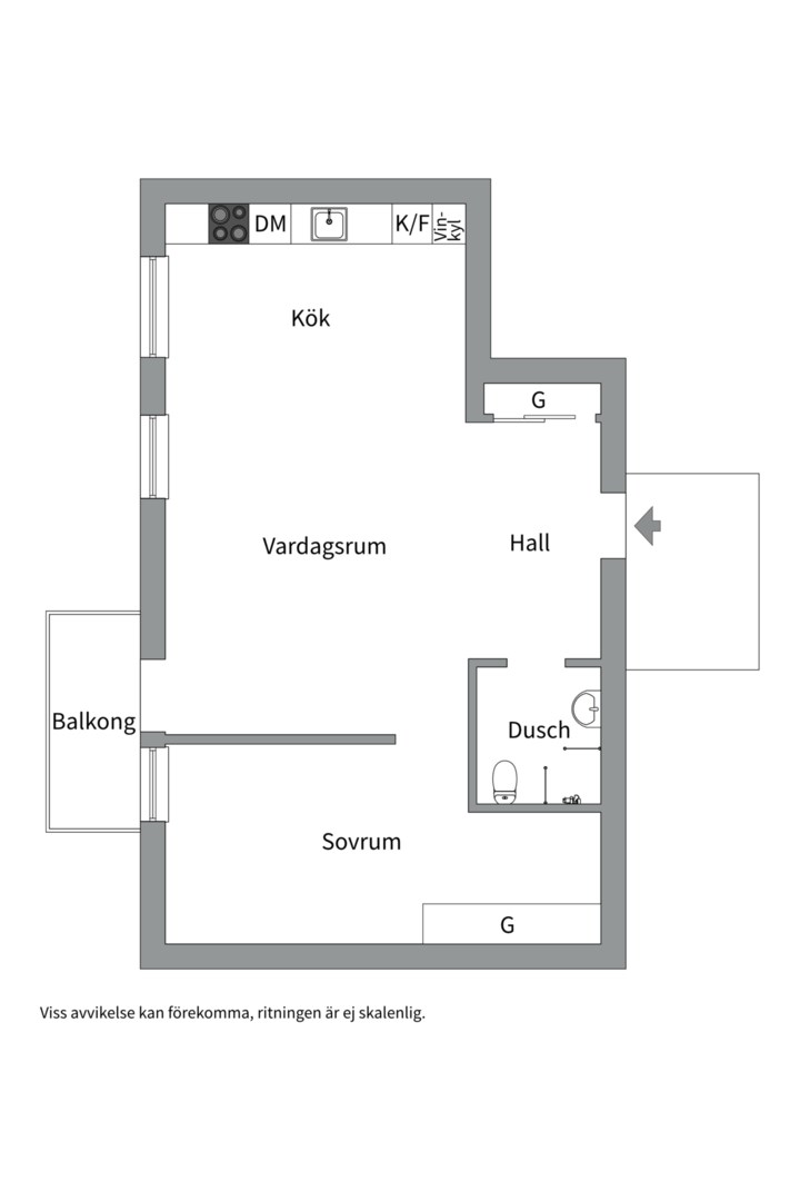 Planlösning från Frodegatan 17A, Kommande i Fålhagen, Uppsala