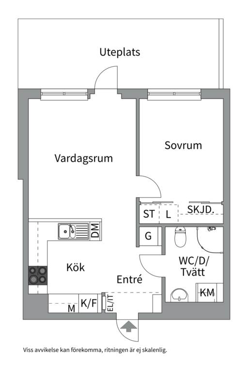 Planlösning från Orgelgatan 16, Till salu i Kapellgärdet, Uppsala