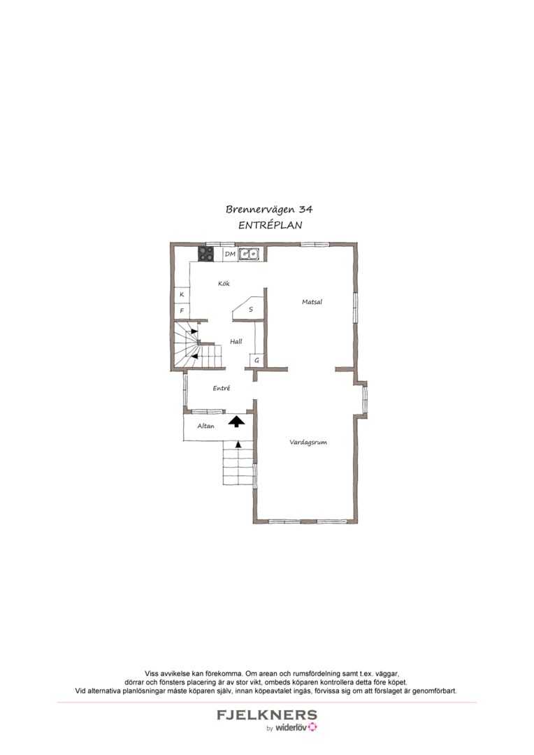 Planlösning från Brennervägen 34, Till salu i Bromma - Norra Ängby, Stockholm