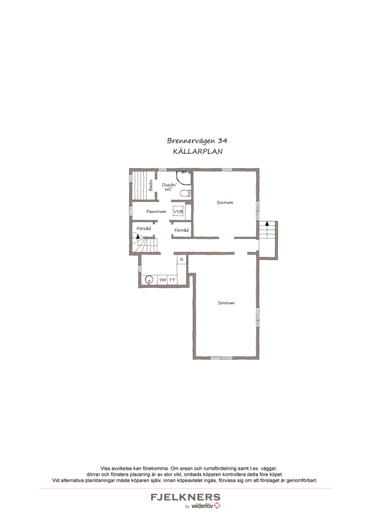 Planlösning från Brennervägen 34, Till salu i Bromma - Norra Ängby, Stockholm