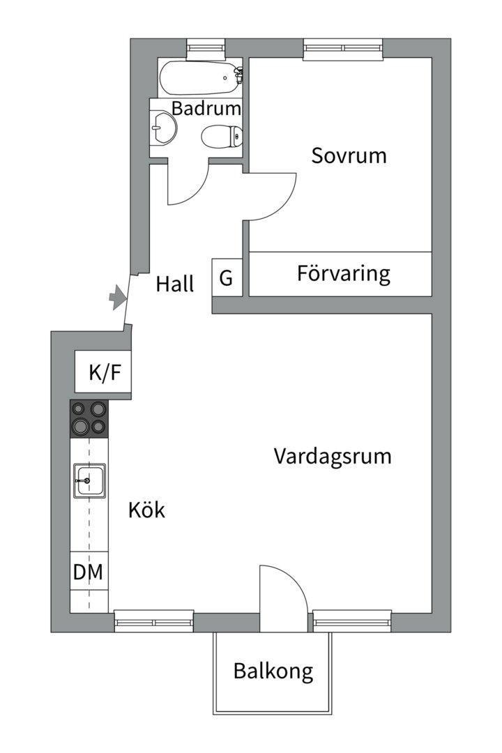 Planlösning från Sparbanksvägen 44, Kommande i Hägerstensåsen, Stockholm