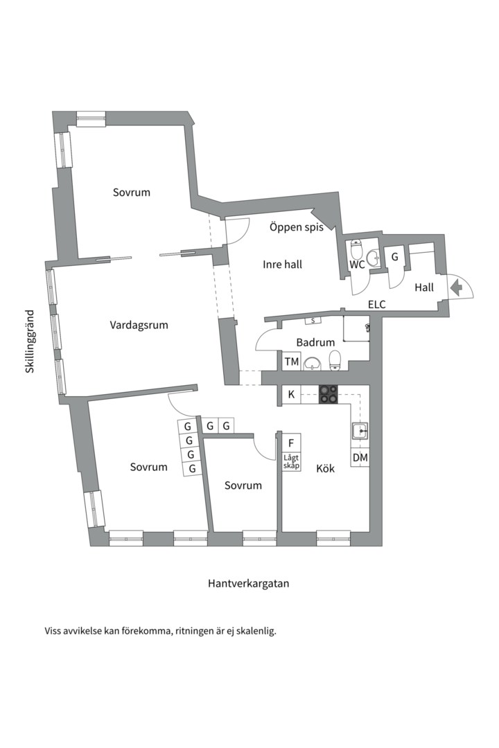 Planlösning från Hantverkargatan 7, Till salu i Kungsholmen, Stockholm