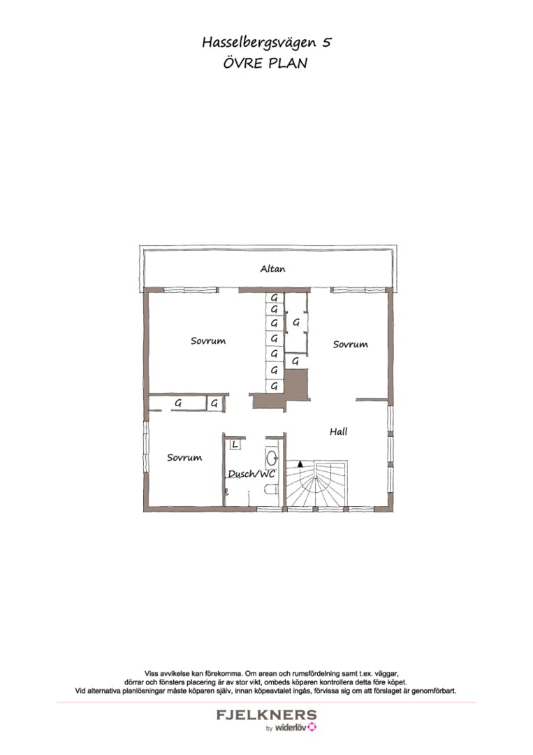 Planlösning från Hasselbergsvägen 5, Till salu i Bromma - Södra Ängby, Stockholm