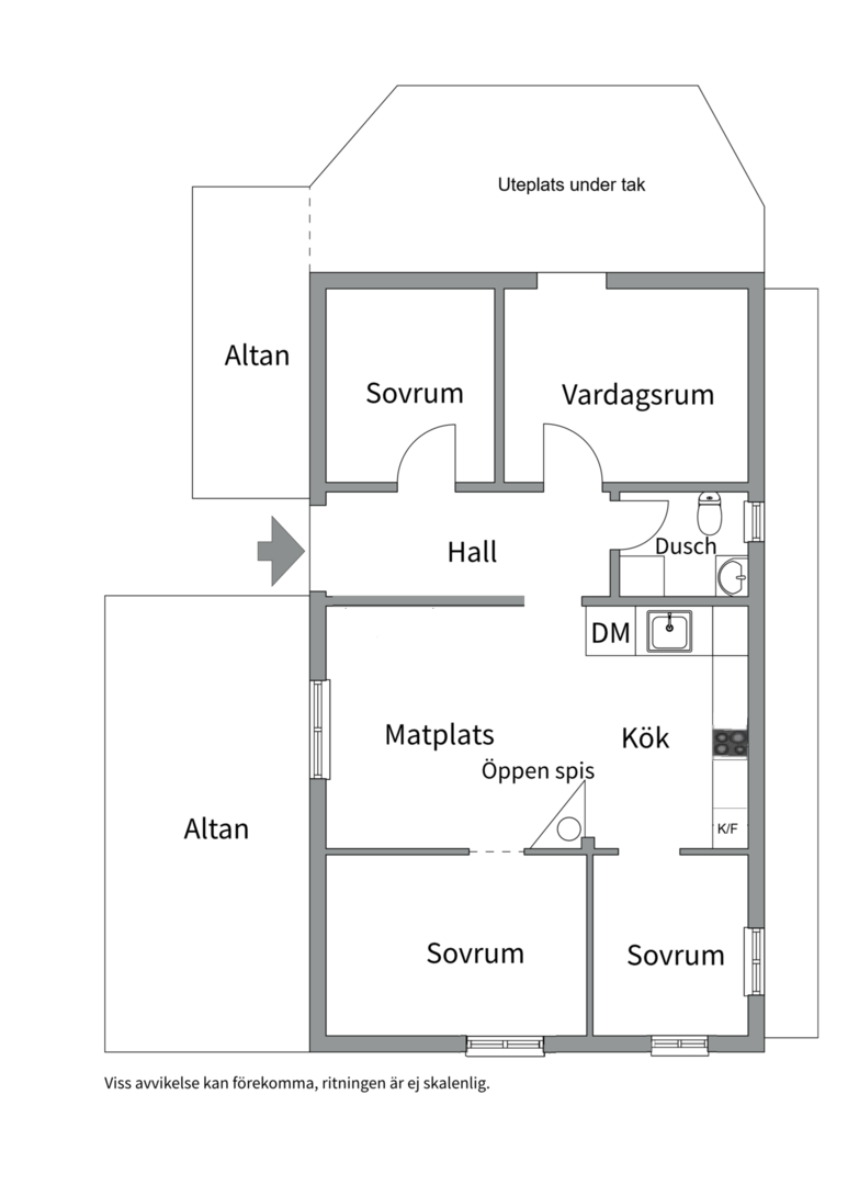 Planlösning från Pilstigen 2, Kommande i Borgarbo, Uppsala