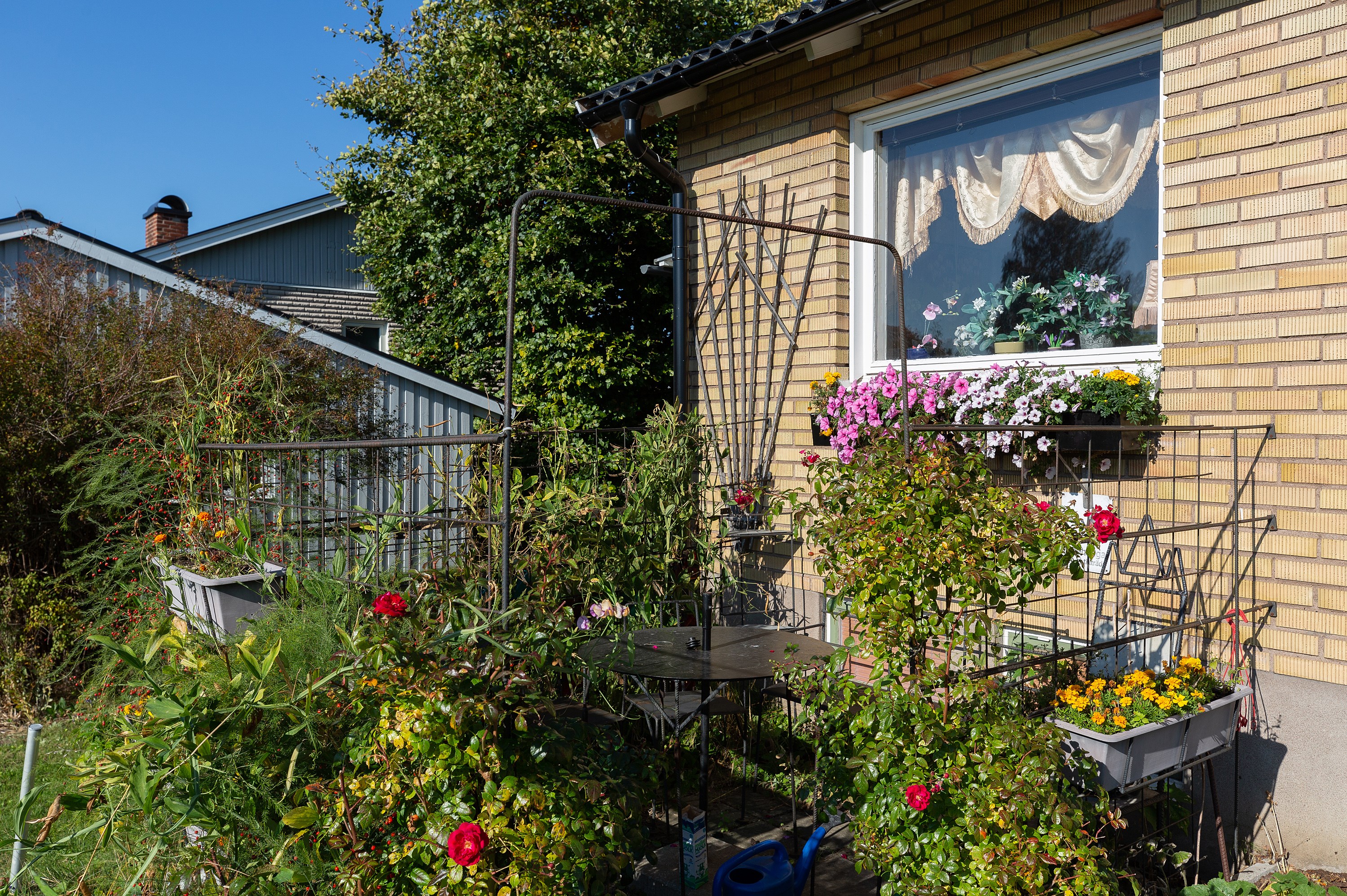 Framsida vänster om entrétrappan