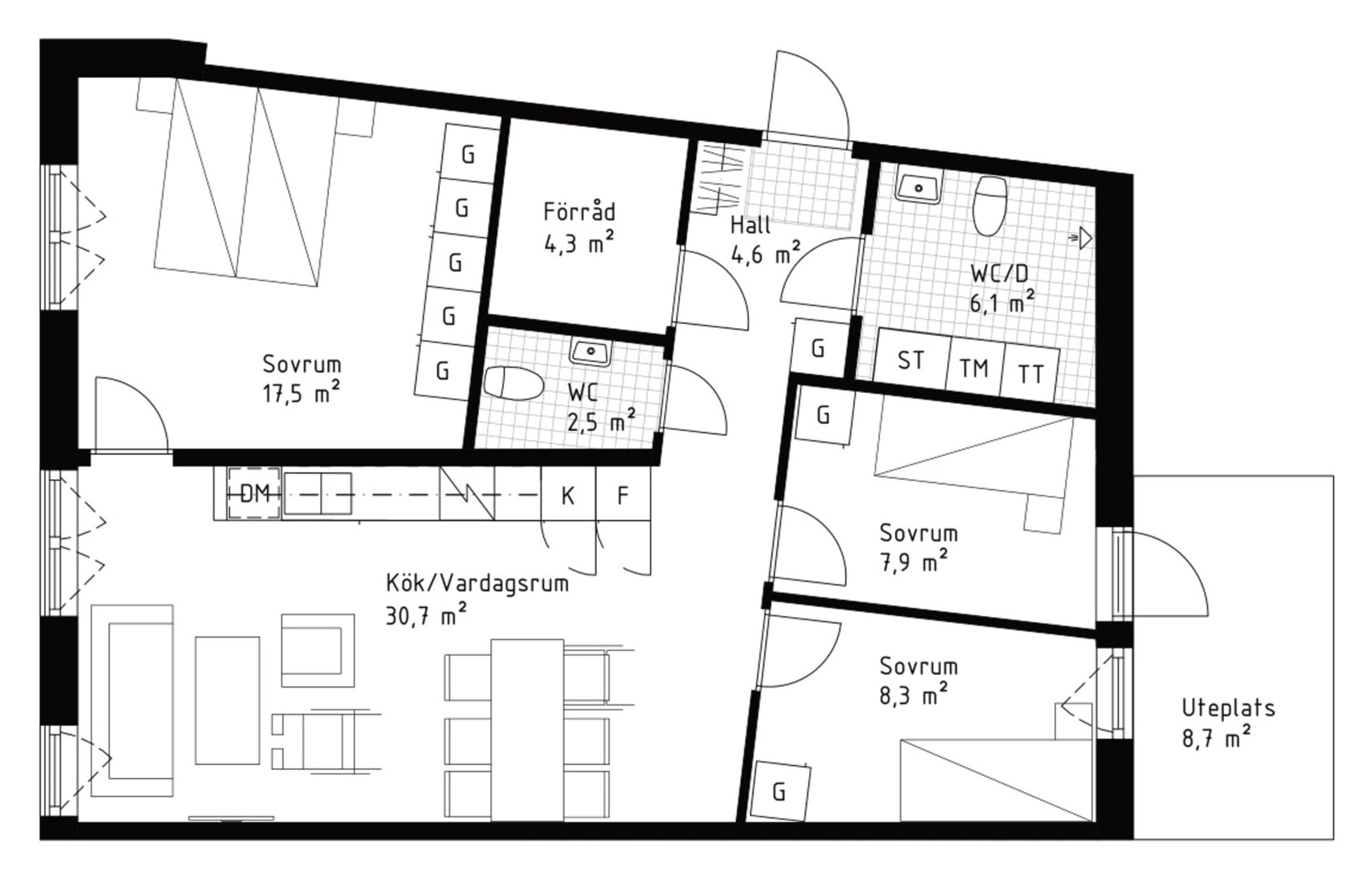 Planlösning från Backhopparvägen 9, Till salu i Väsjön, Sollentuna