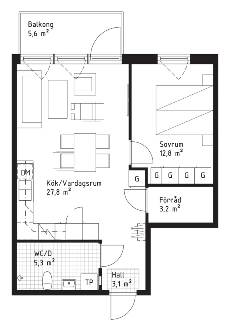 Planlösning från Väsjö Torg 5, Till salu i Väsjön, Sollentuna