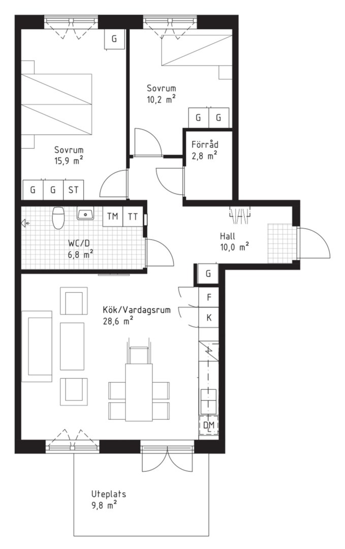 Planlösning från Väsjö Torg 3, Till salu i Väsjön, Sollentuna
