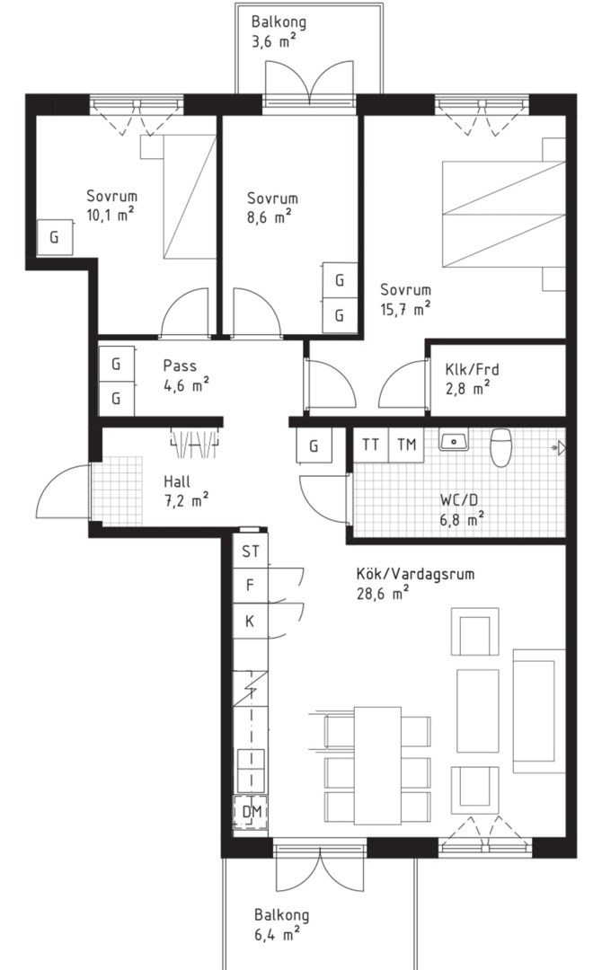 Planlösning från Väsjö Torg 3, Till salu i Väsjön, Sollentuna