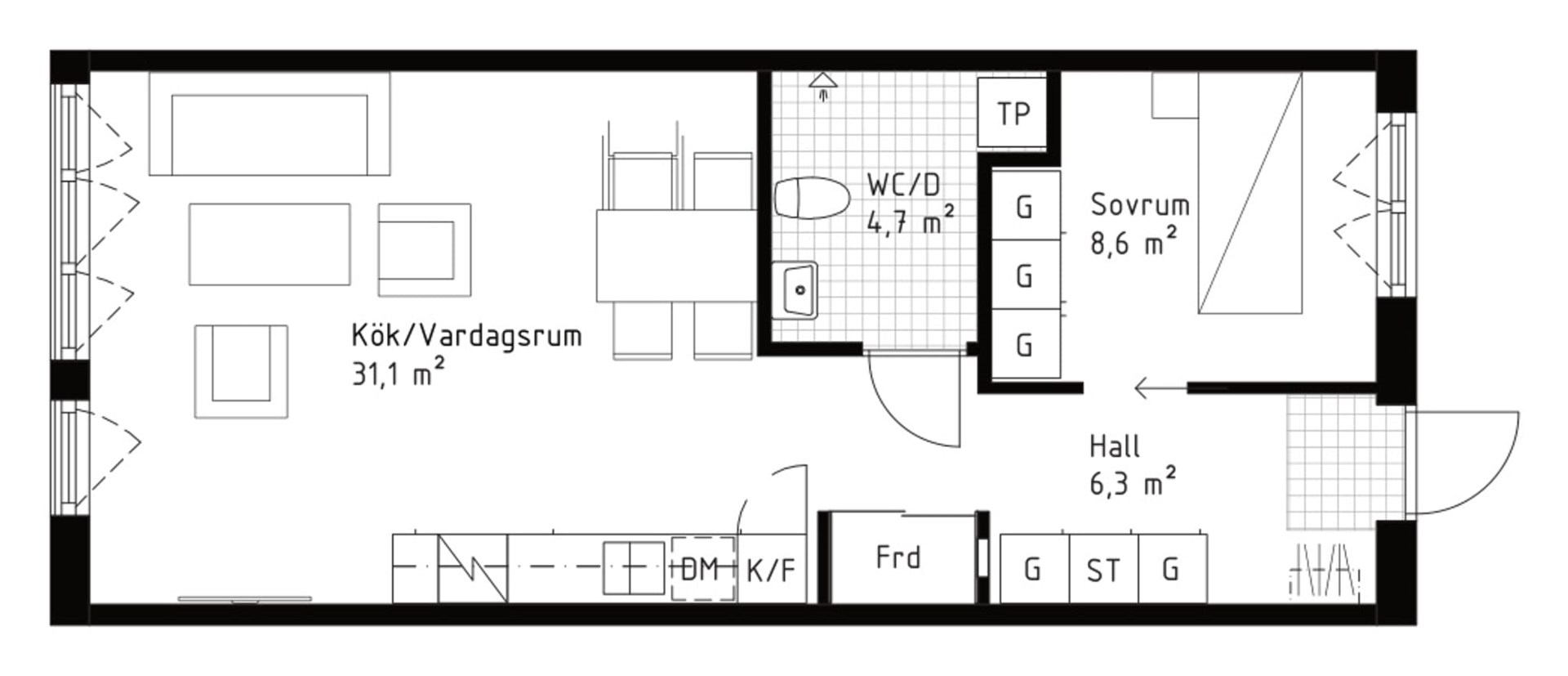 Planlösning från Backhopparvägen 11, Till salu i Väsjön, Sollentuna